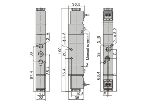 Dimensions AirTAC Solenoid Valve 4V series
