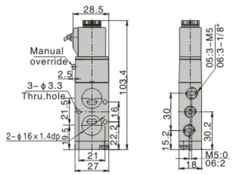 Dimensions AirTAC Solenoid Valve 4M Series